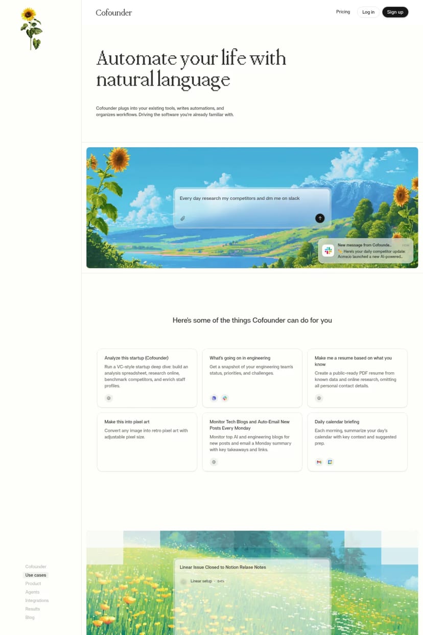 Cofounder — screenshot of a landing page