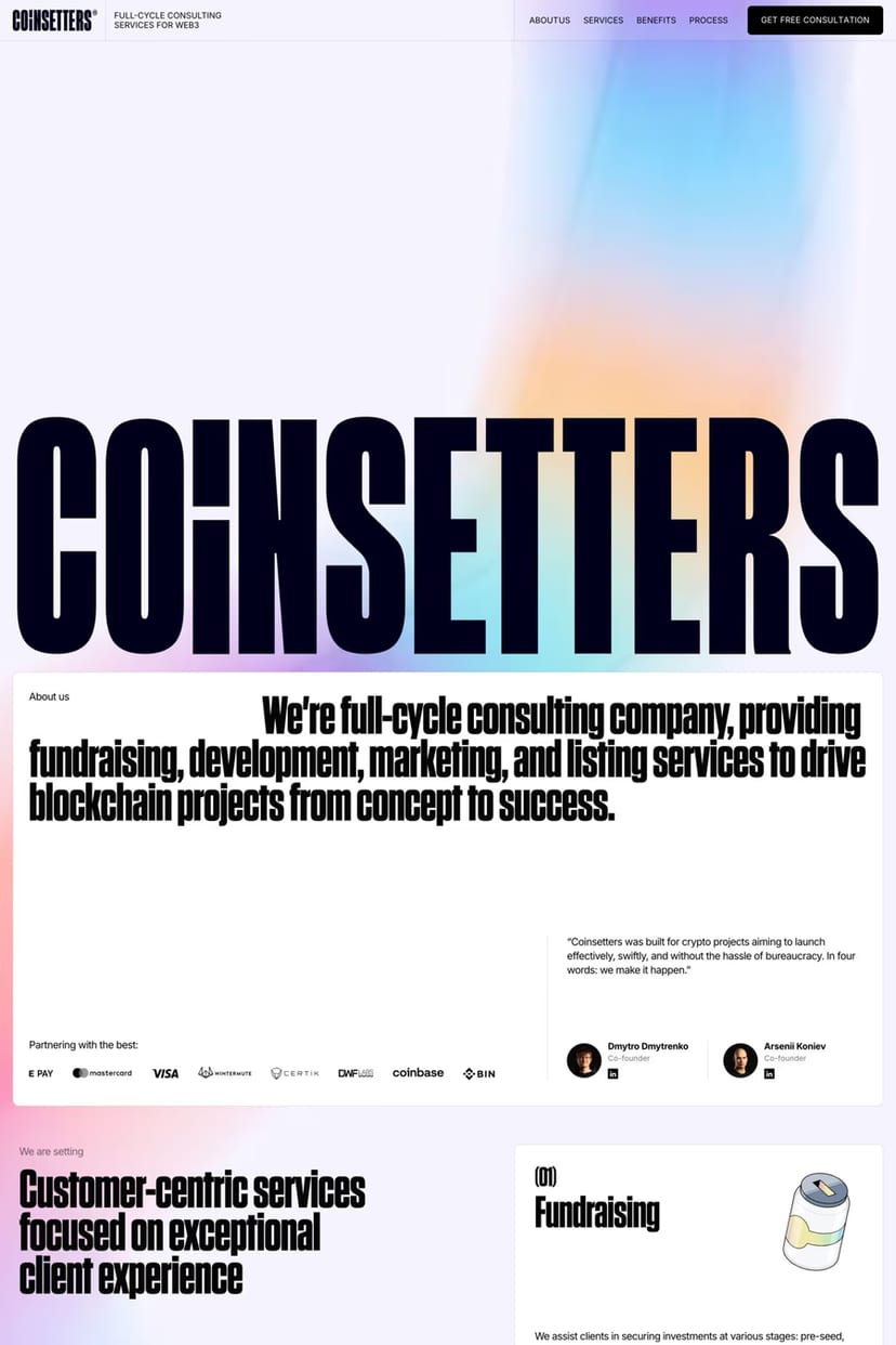 Coinsetters — screenshot of an agency site