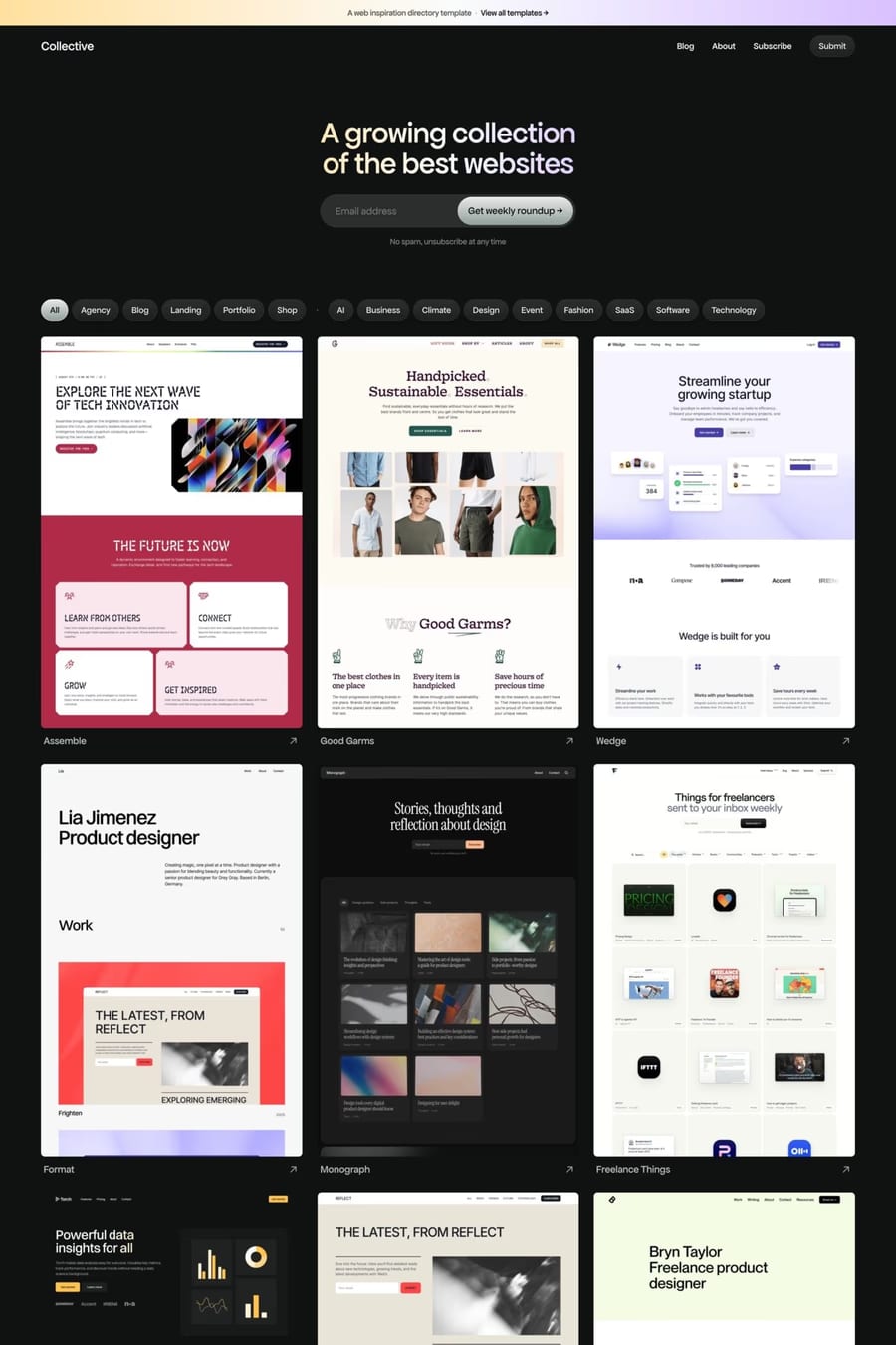 Collective — directory website template screenshot