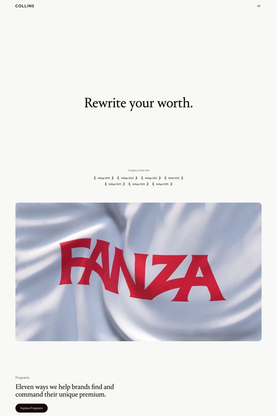 COLLINS — agency website screenshot
