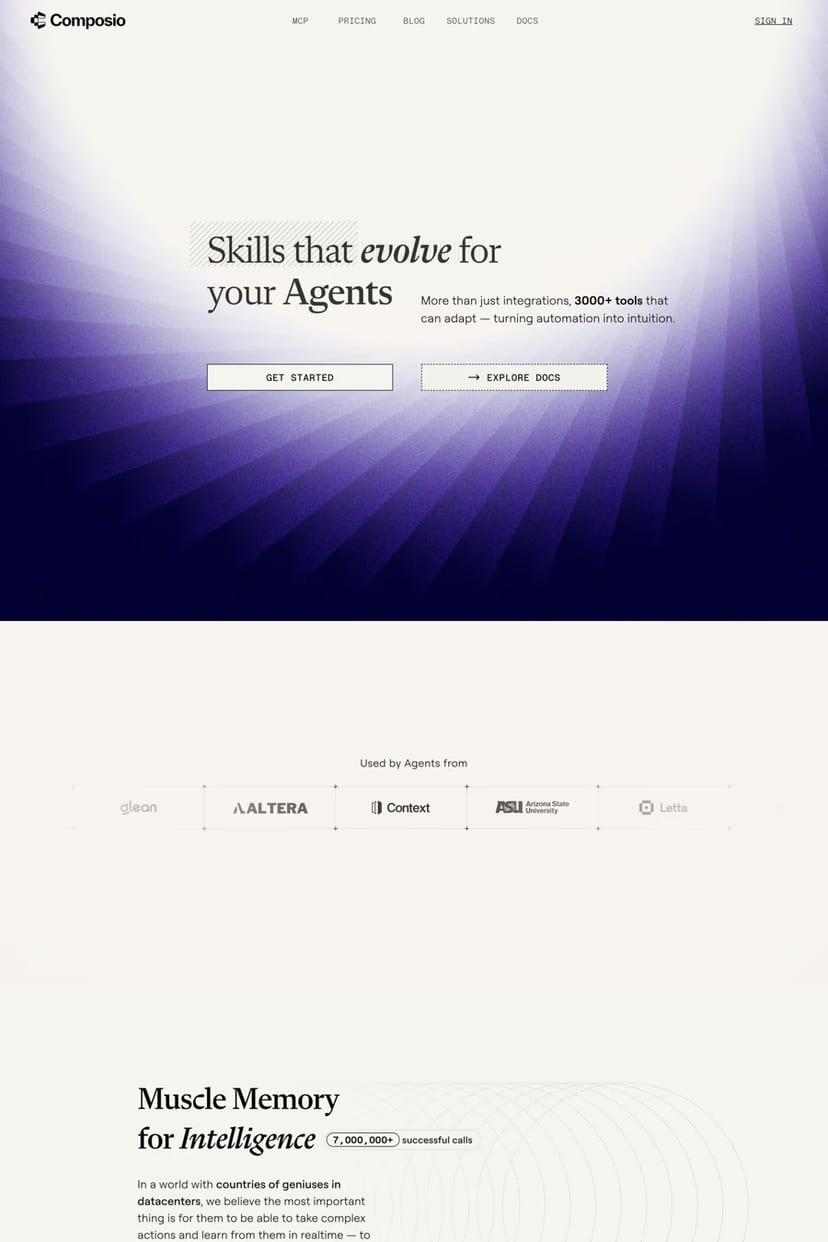 Composio — screenshot of a landing page