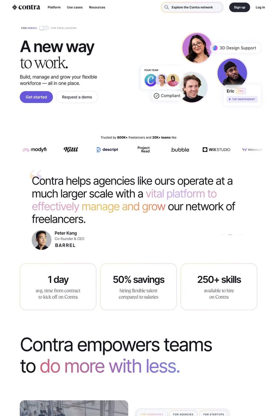 Contra — landing website screenshot