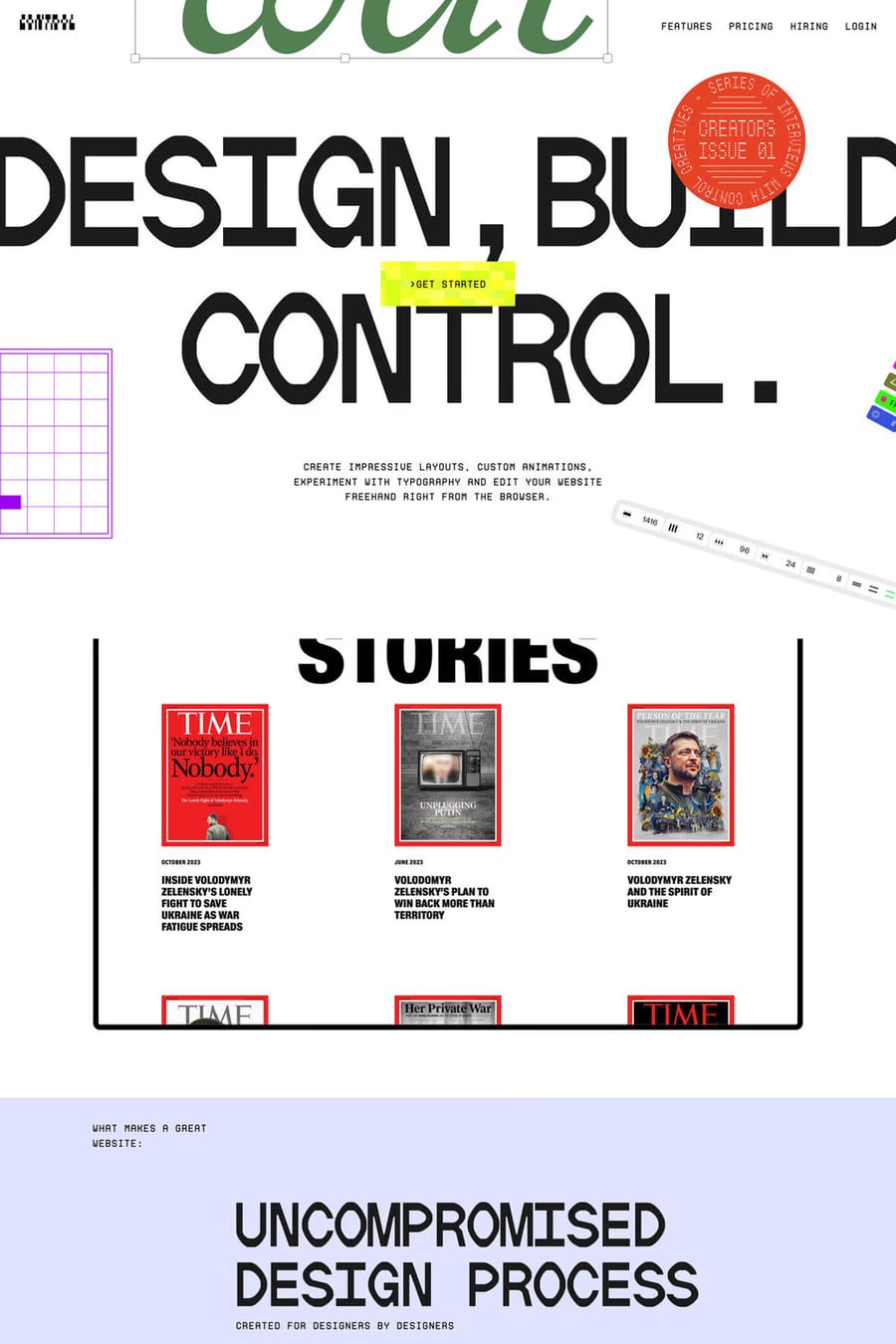 Control — landing website screenshot