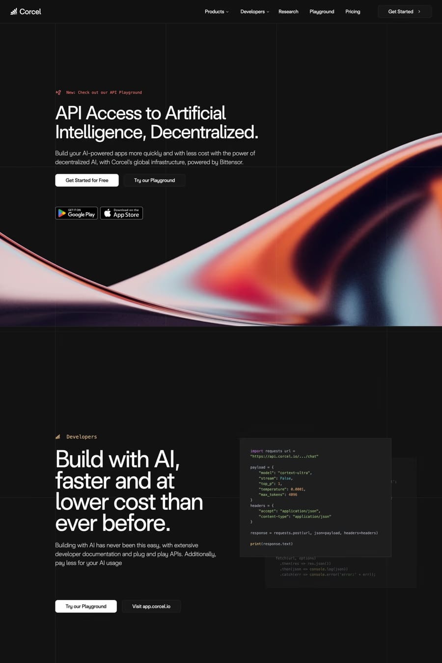 Corcel — landing website screenshot