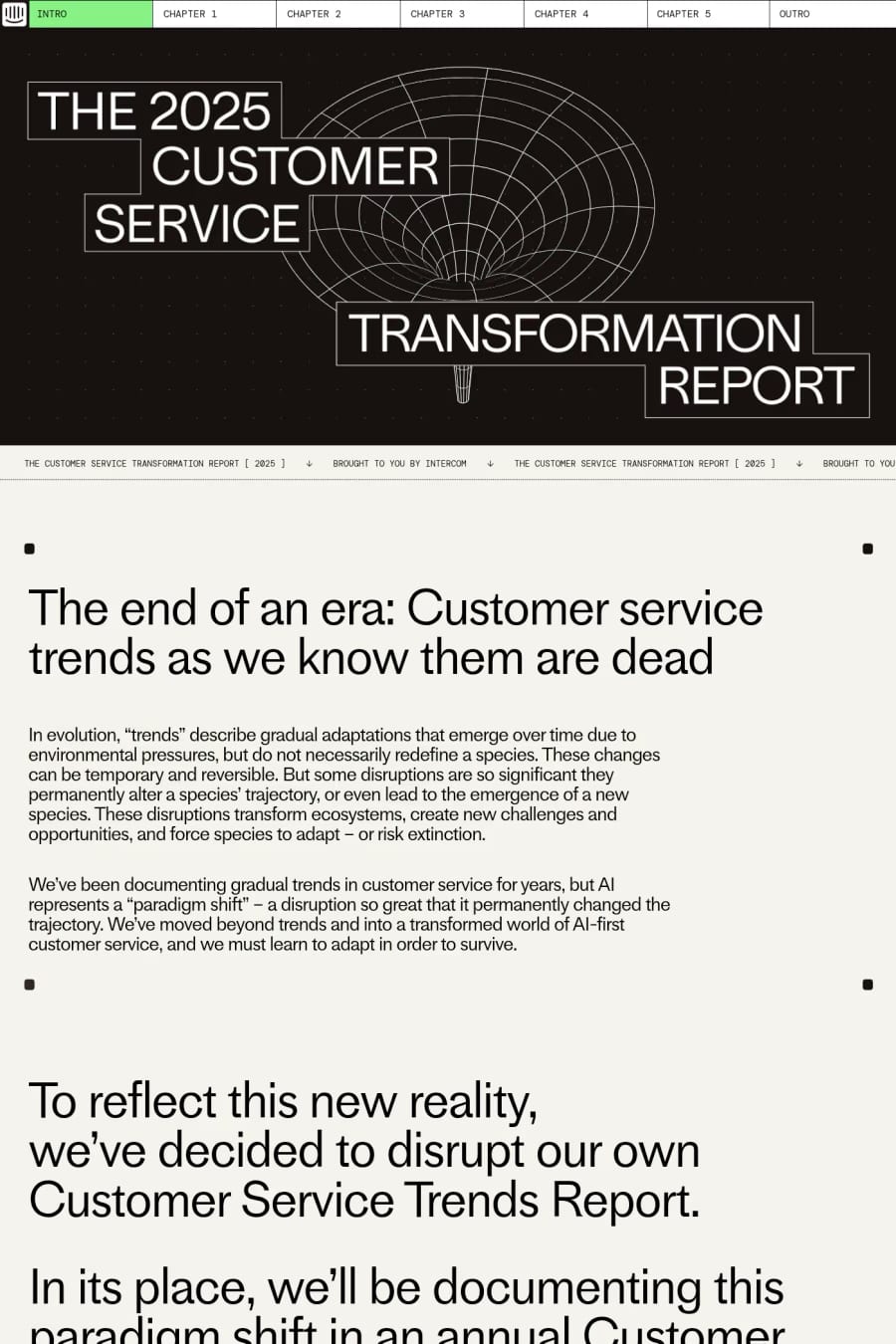 CS Transformation Report — landing website screenshot