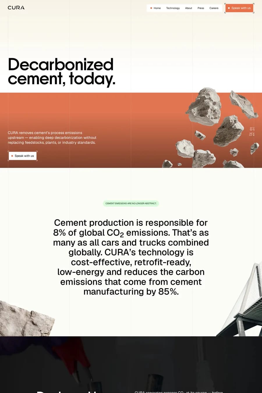 CURA Climate — landing website screenshot