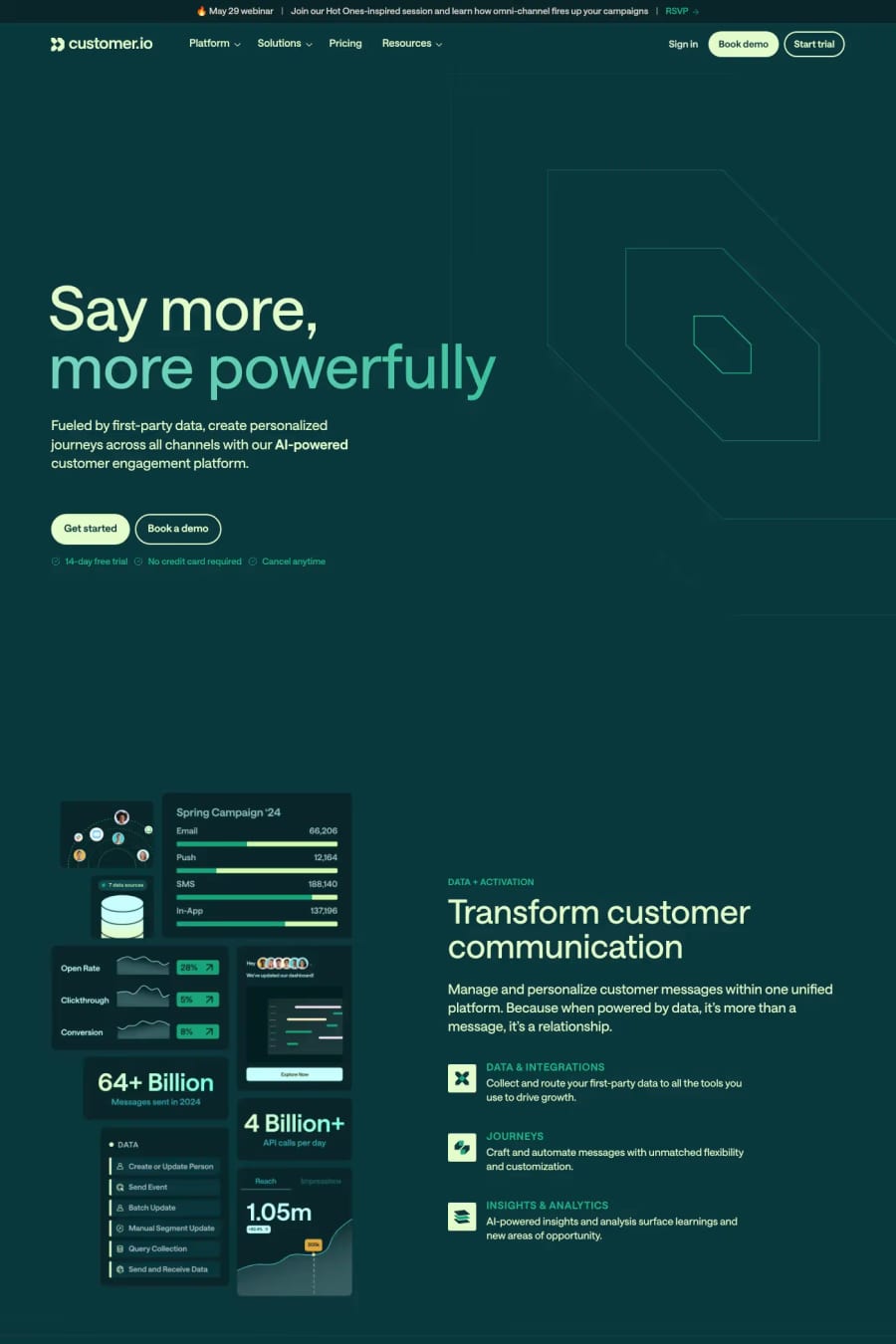 Customer.io — landing website screenshot