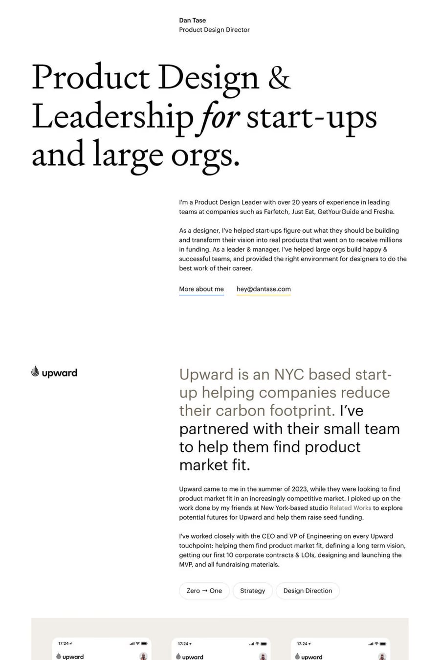Dan Tase — portfolio website screenshot