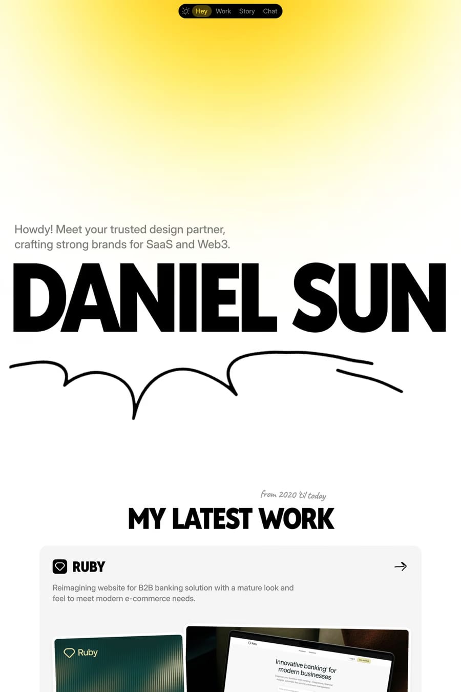 Daniel Sun — portfolio website screenshot