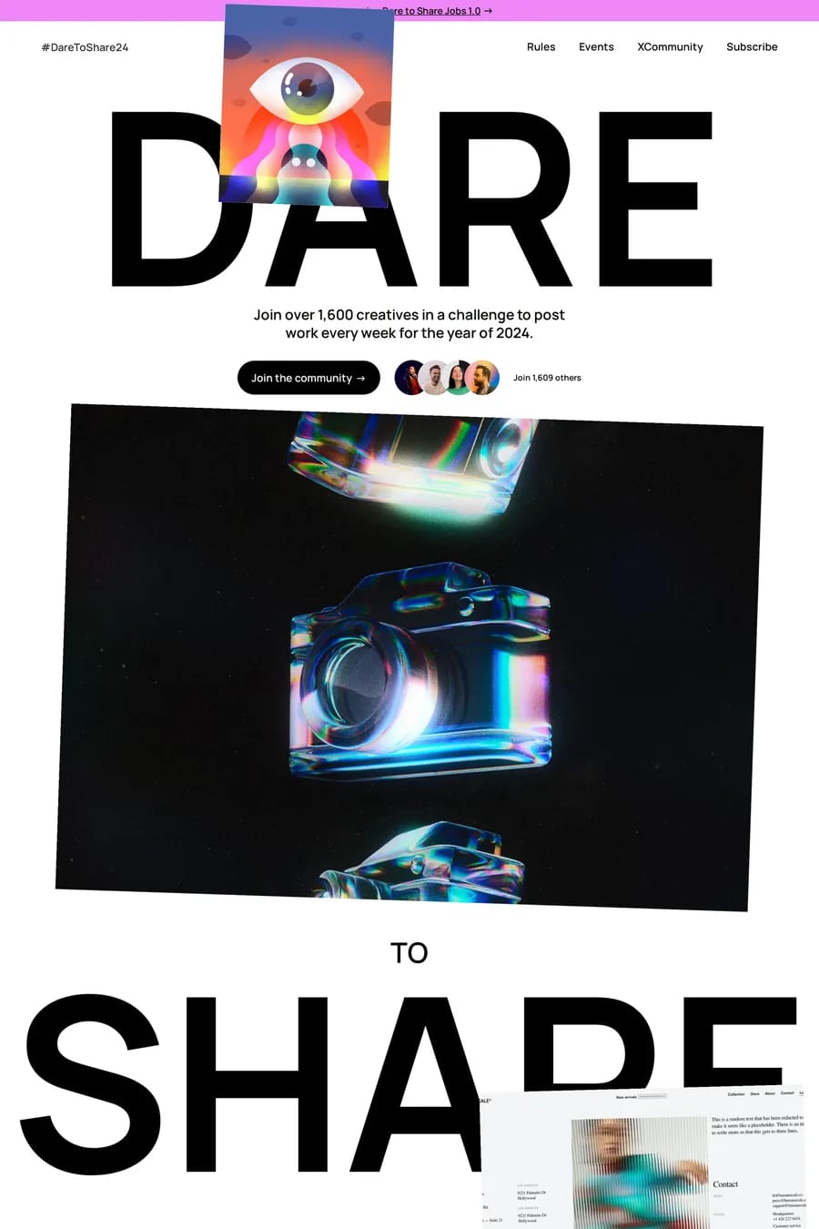 Dare To Share — landing website screenshot