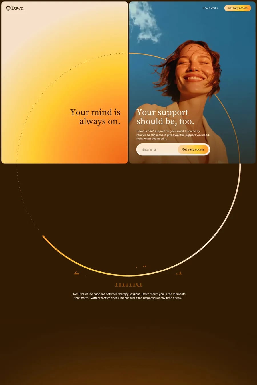 Dawn — waitlist website screenshot