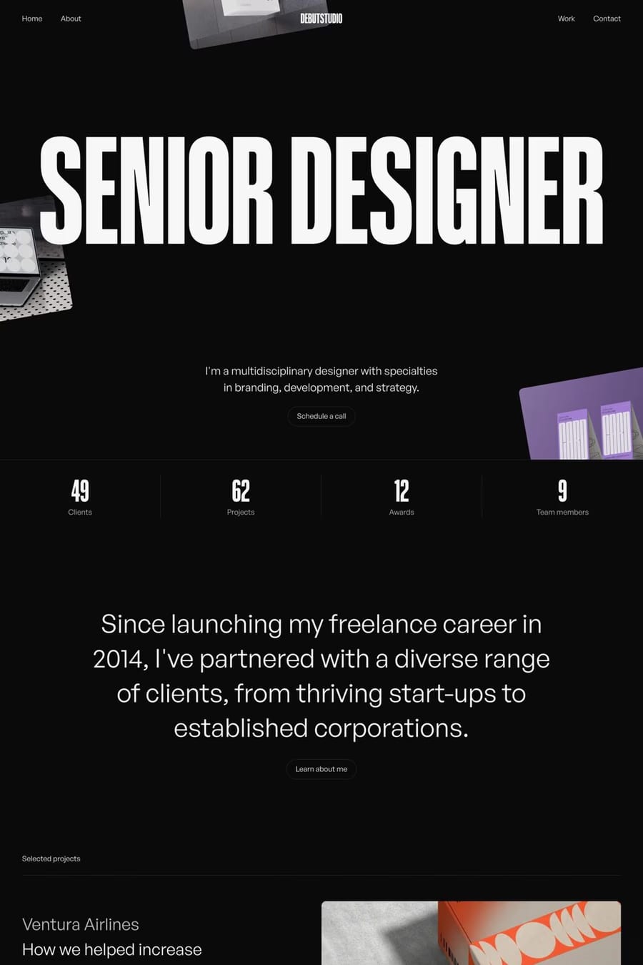 Debut Studio — agency website template screenshot