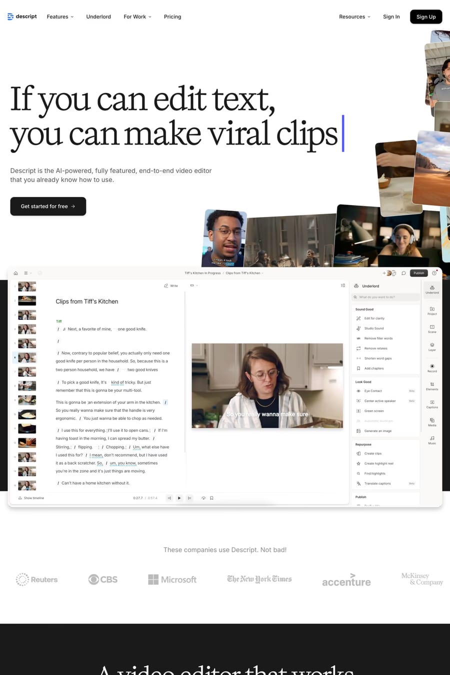 Descript — landing website screenshot