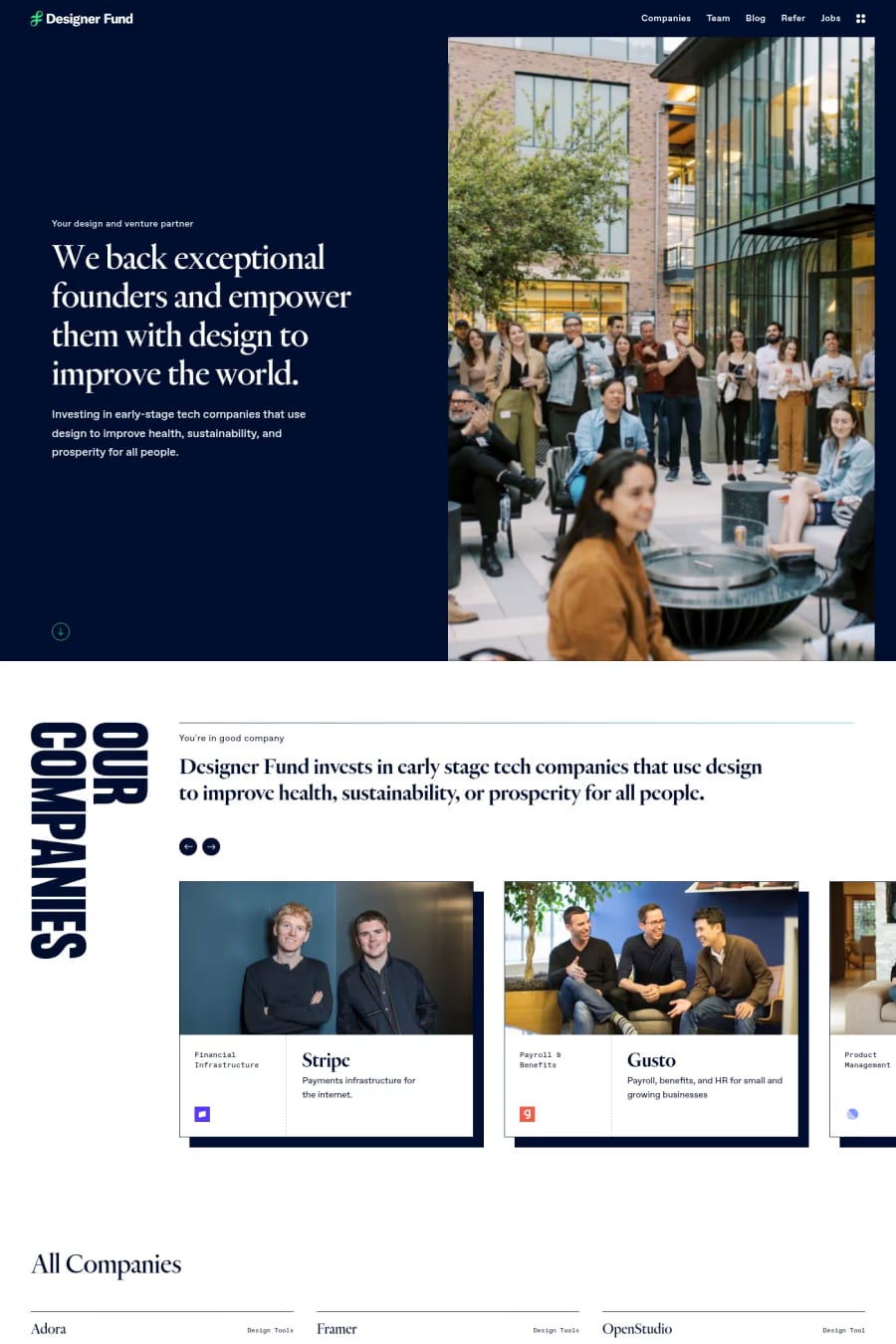 Designer Fund — landing website screenshot