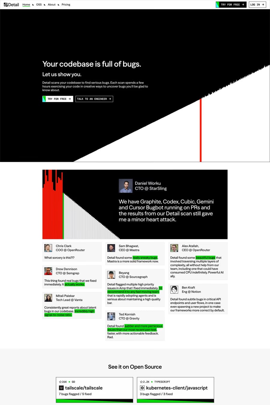 Detail — landing website screenshot