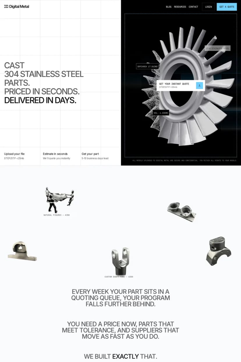 Digital Metal — screenshot of a landing page