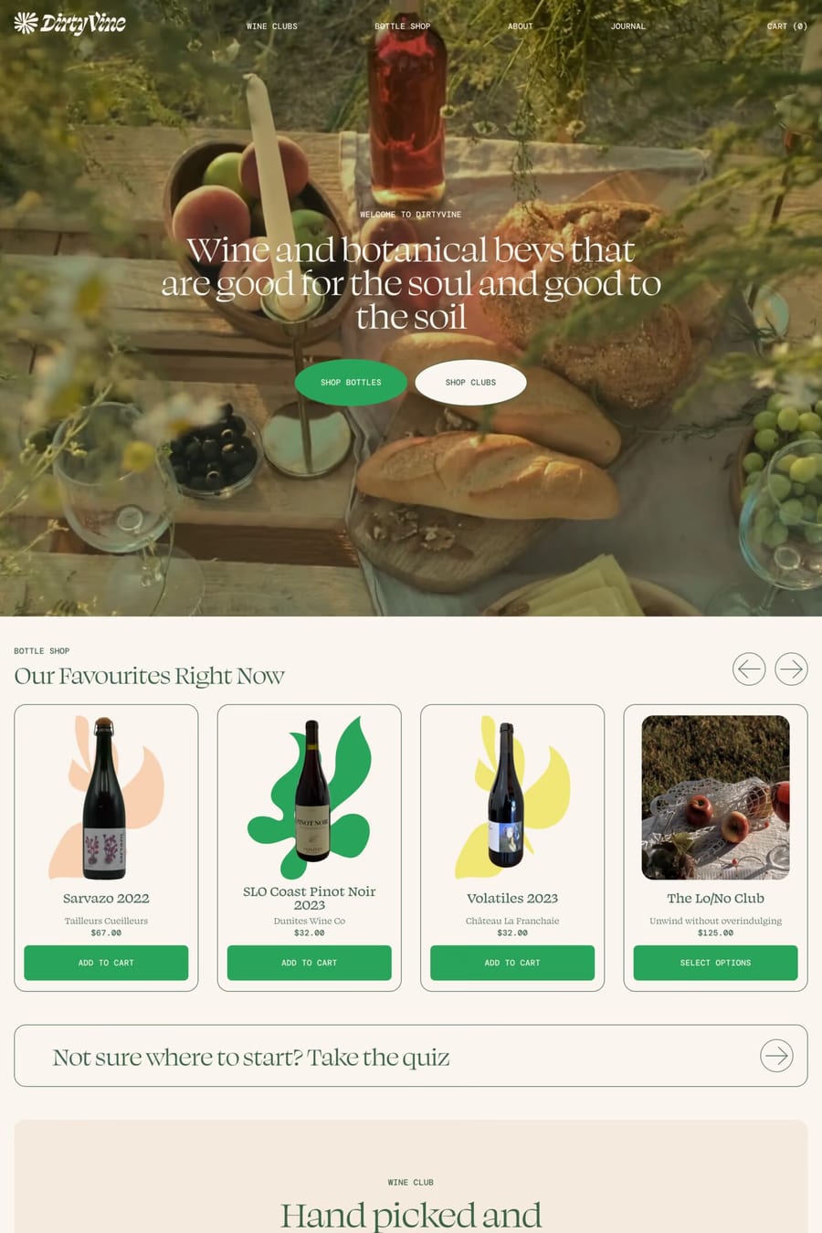 Dirty Vine — shop website screenshot