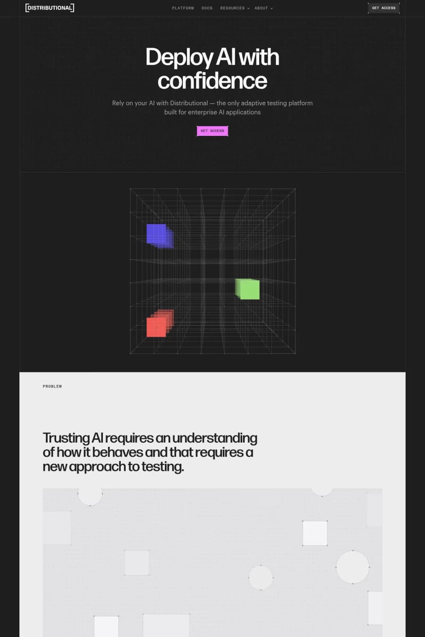 Distributional — screenshot of a landing page