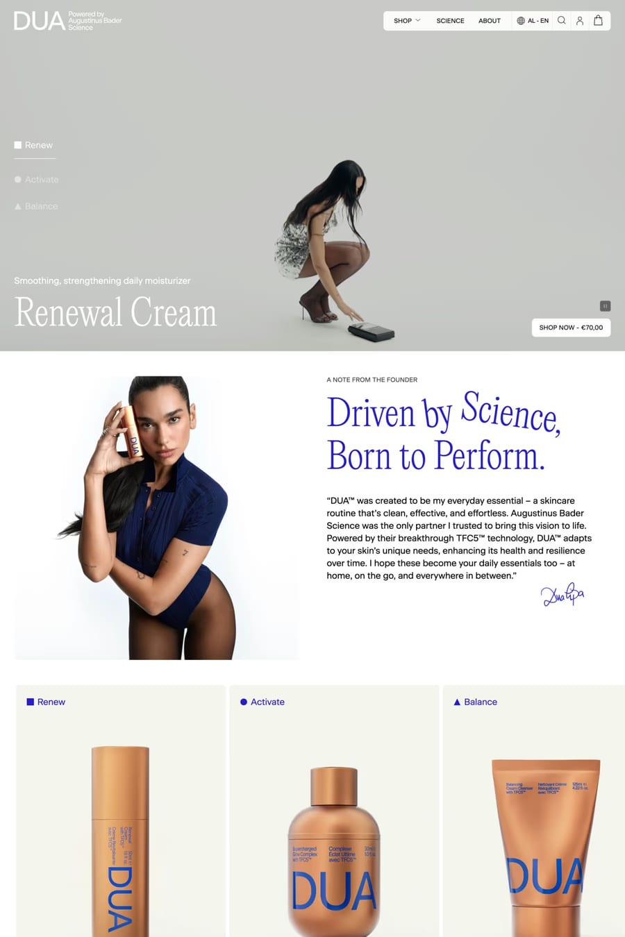 DUA™ — shop website screenshot