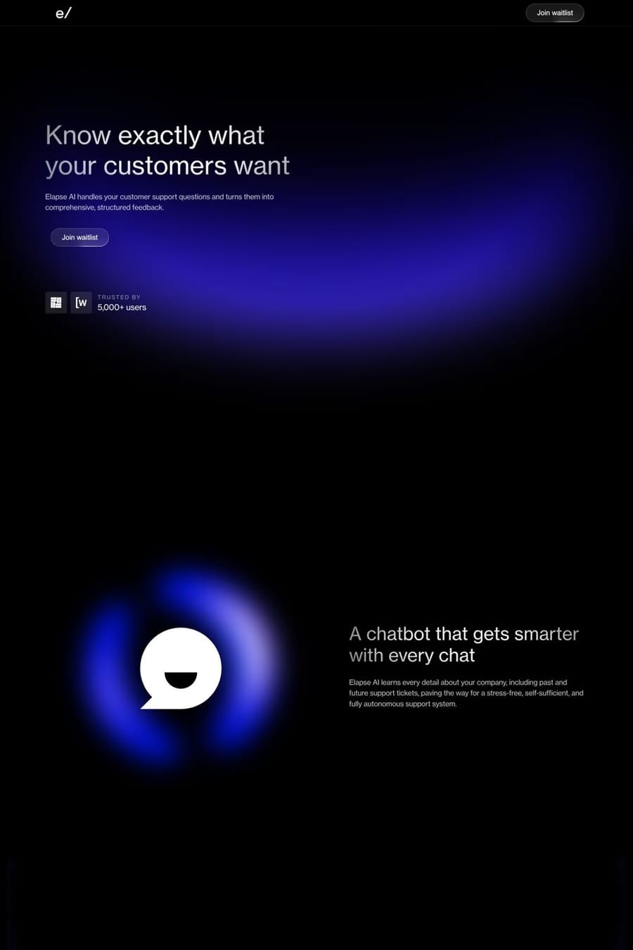 Elapse — landing website screenshot