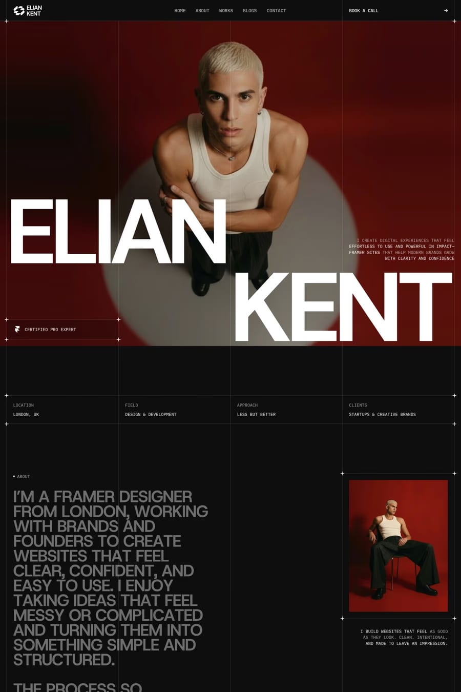Elian Kent — portfolio website template screenshot