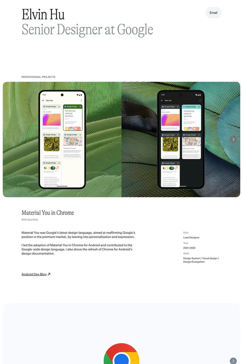 Elvin Hu — screenshot of a portfolio site