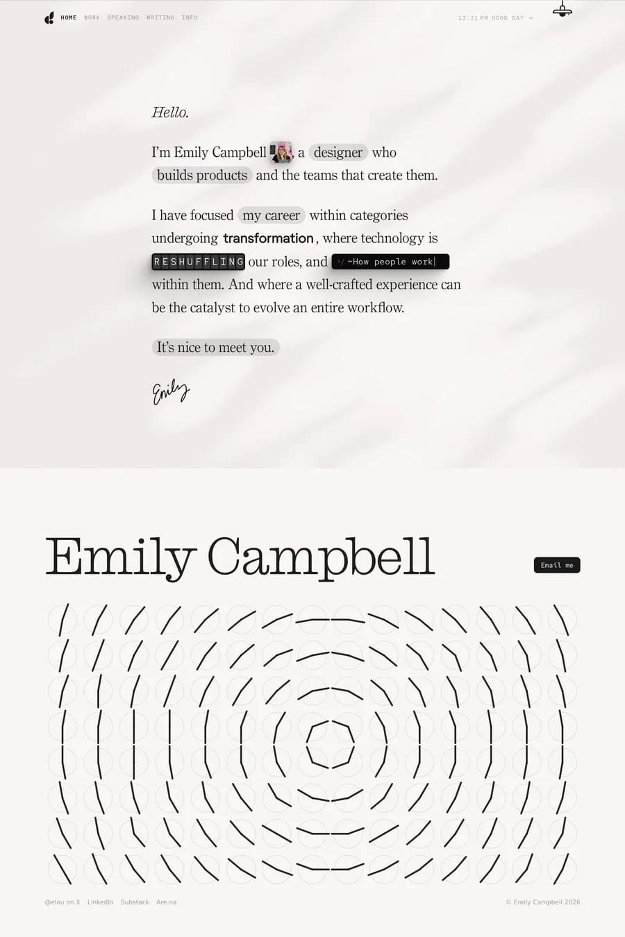 Emily Campbell — portfolio website screenshot