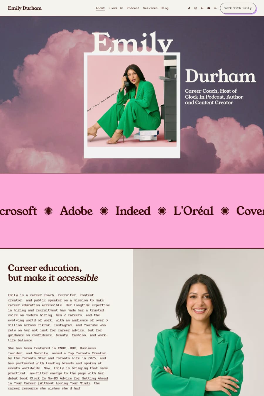 Emily Durham — portfolio website screenshot