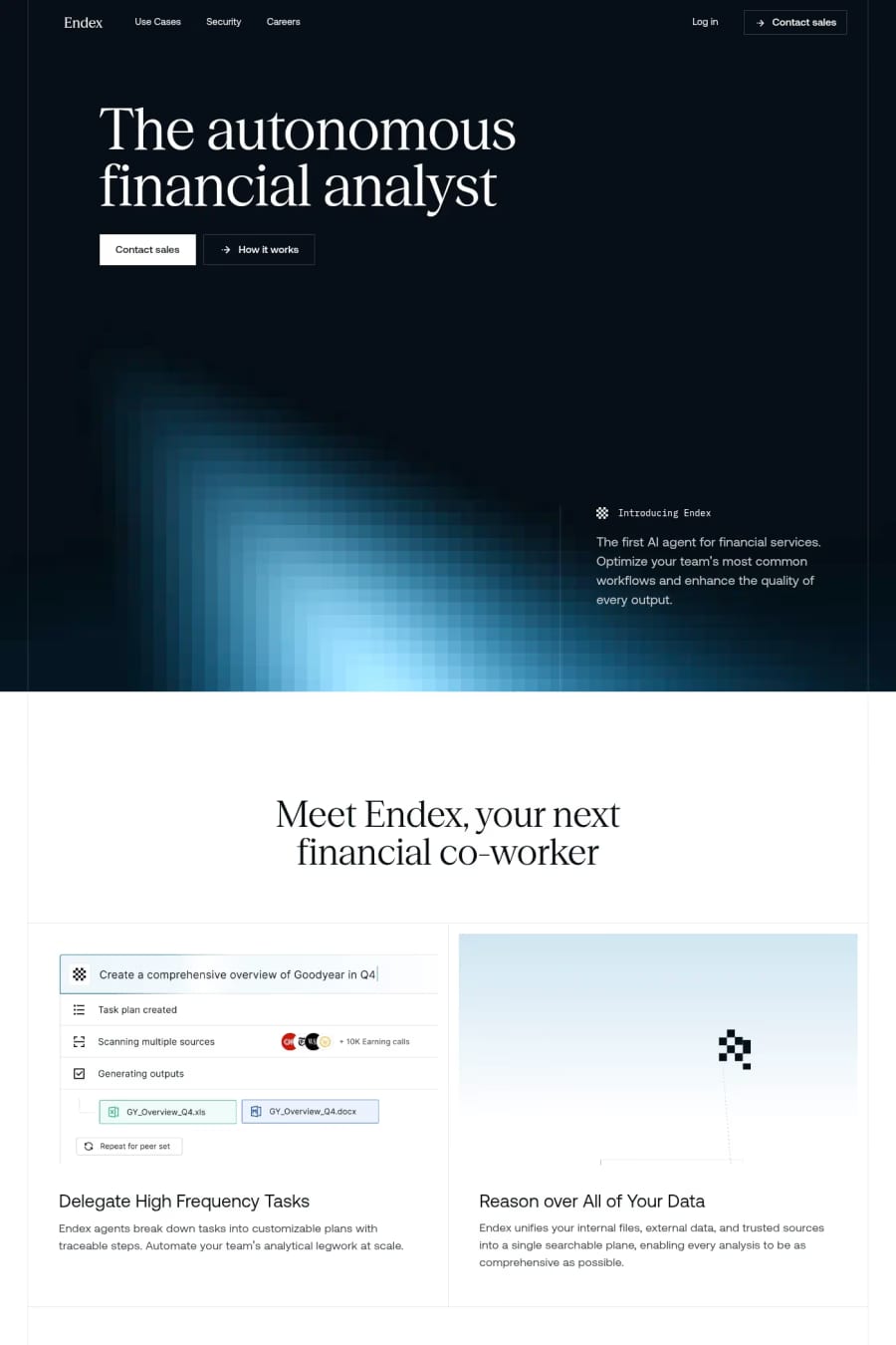 Endex — landing website screenshot