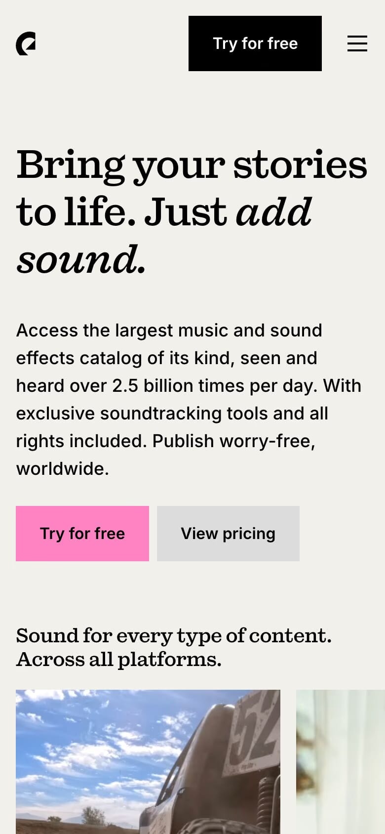 Epidemic Sound mobile screenshot