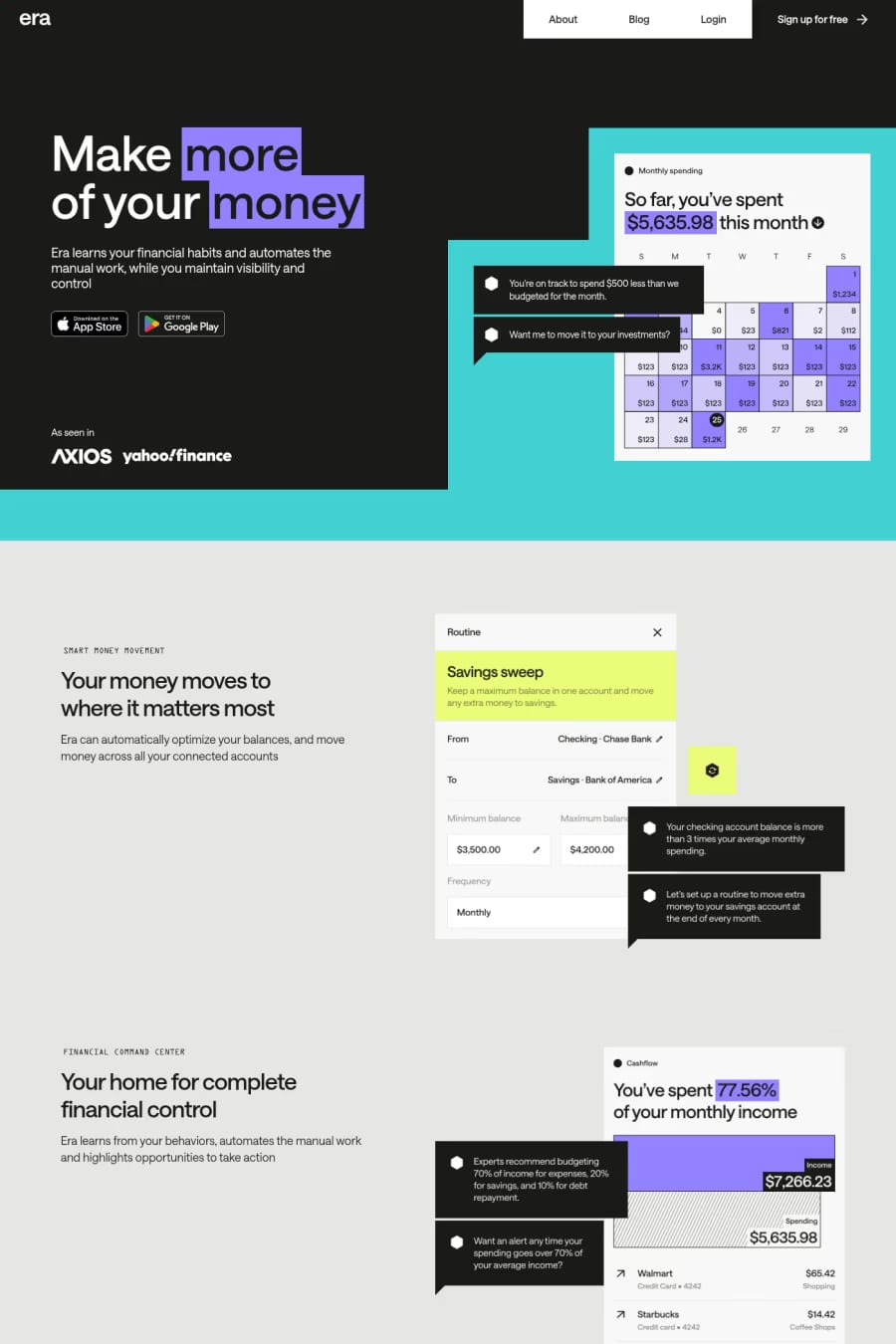 Era — screenshot of a boxy, light AI landing page in black and purple