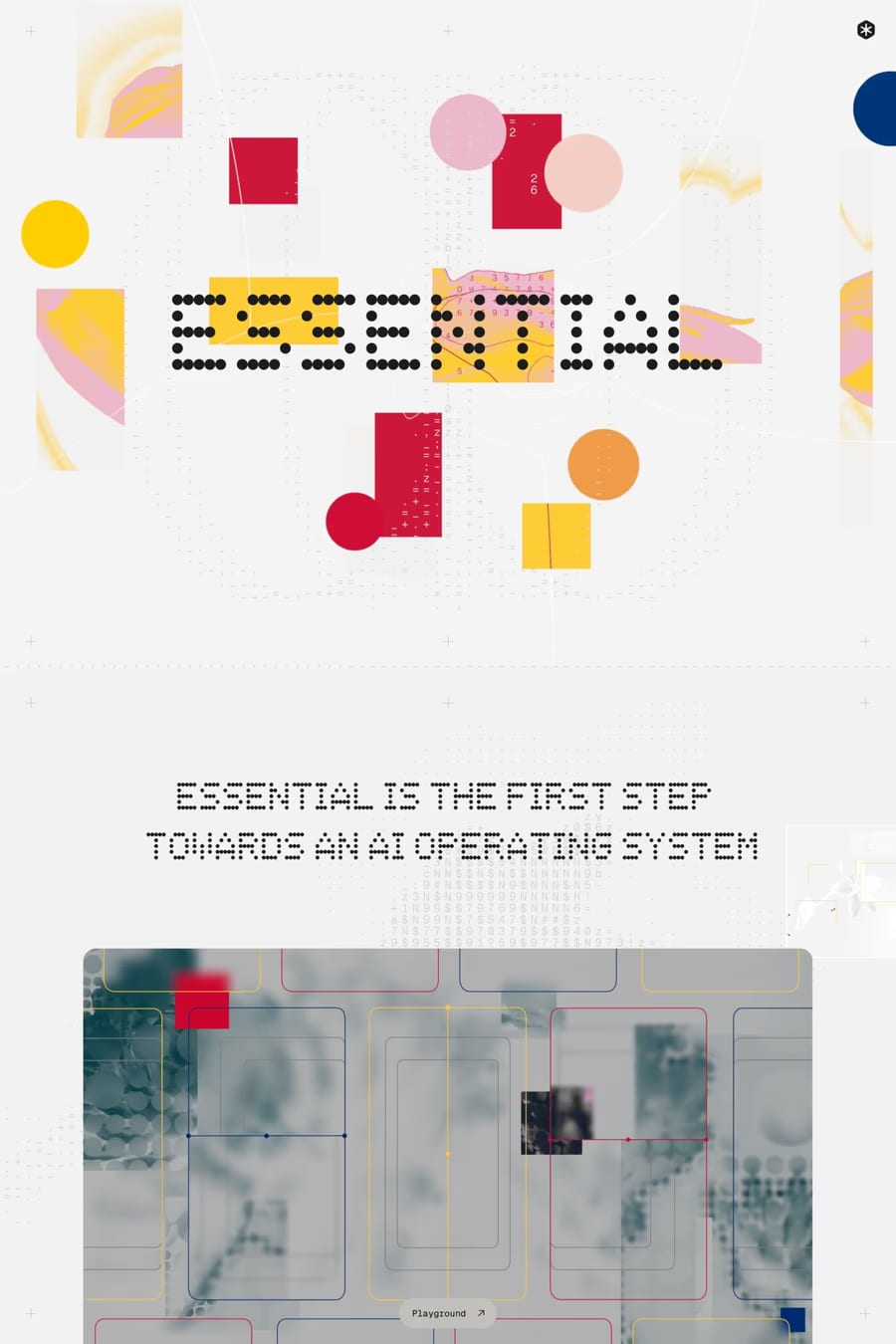 Essential — screenshot of a techy AI landing page in orange and red