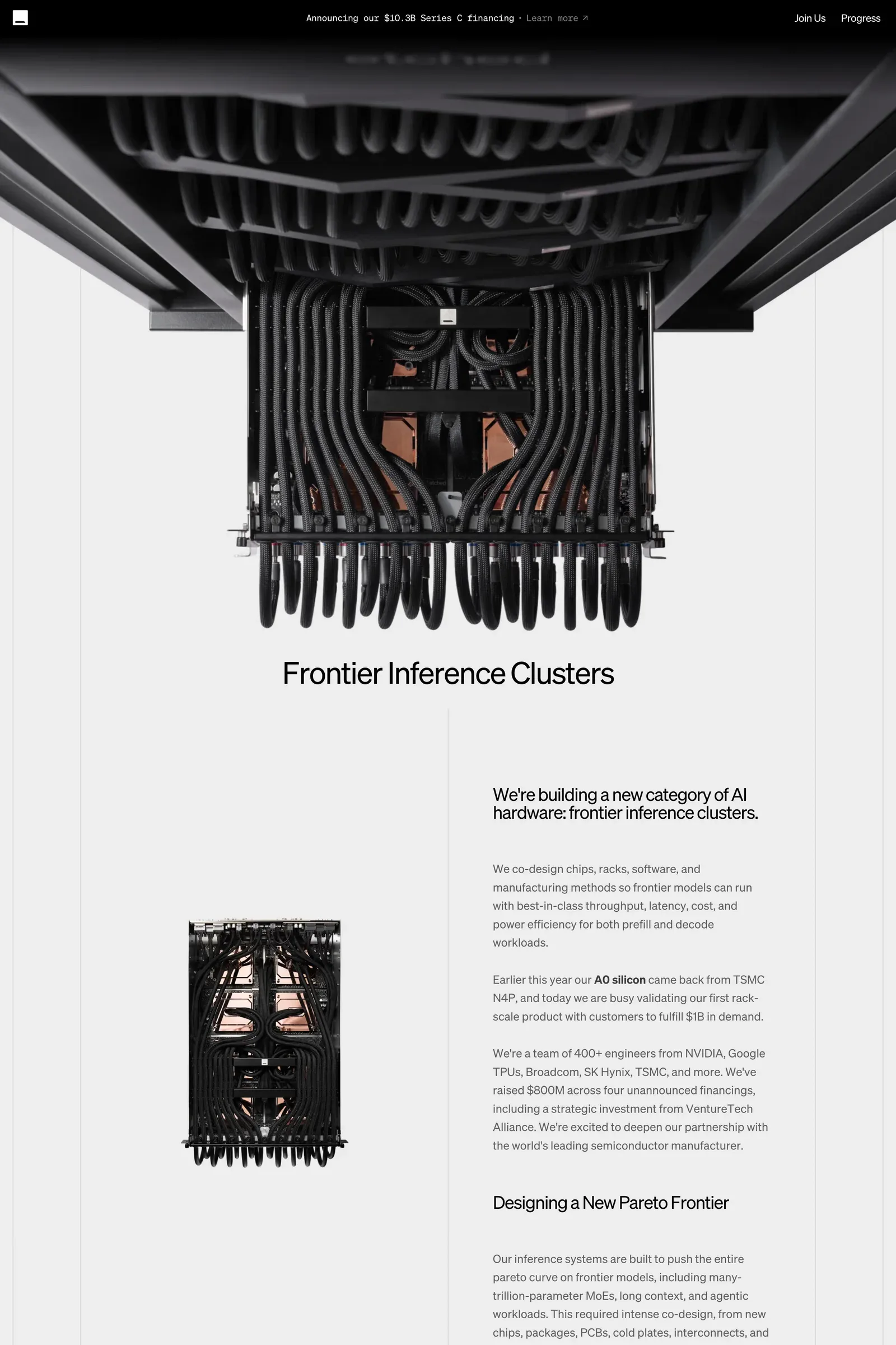 Etched — screenshot of a minimal, neutral hardware landing page in black and white