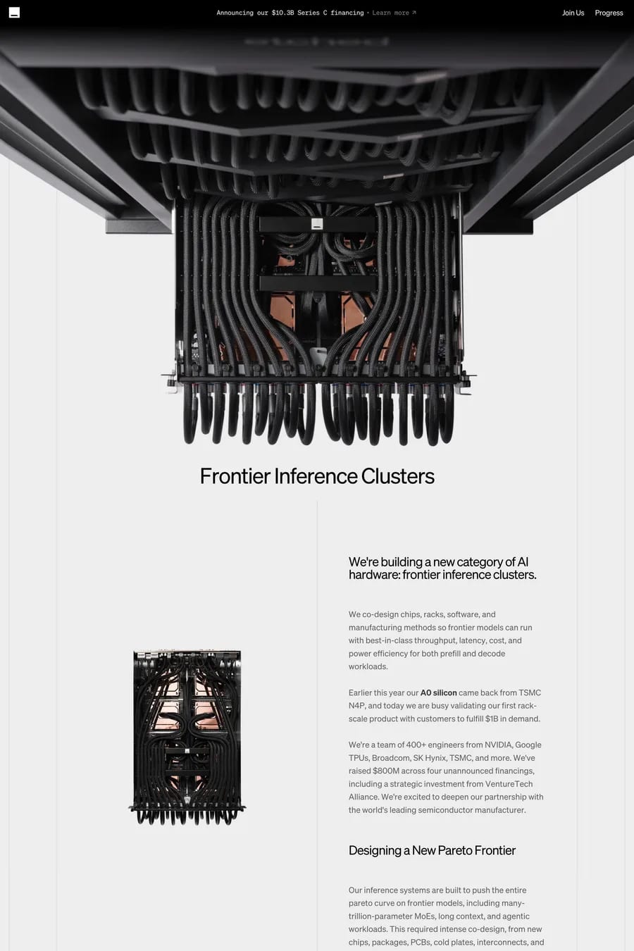 Etched — screenshot of a minimal, neutral hardware landing page in black and white