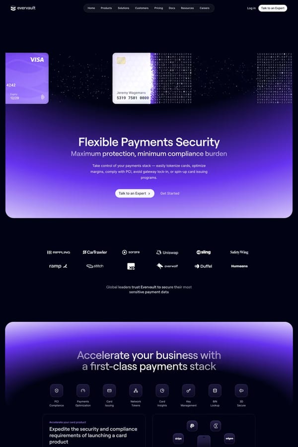 Evervault — landing website screenshot