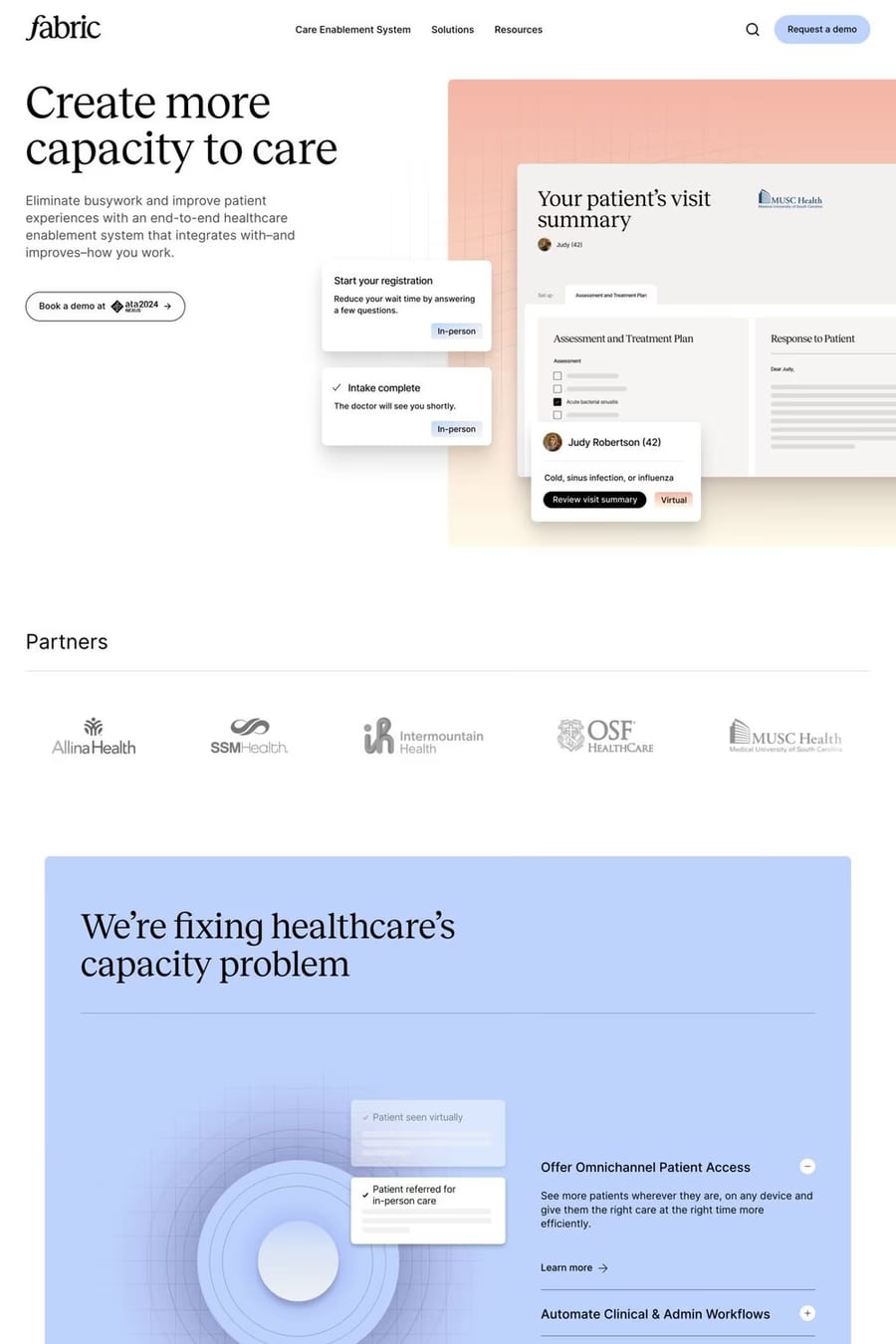 Fabric — landing website screenshot
