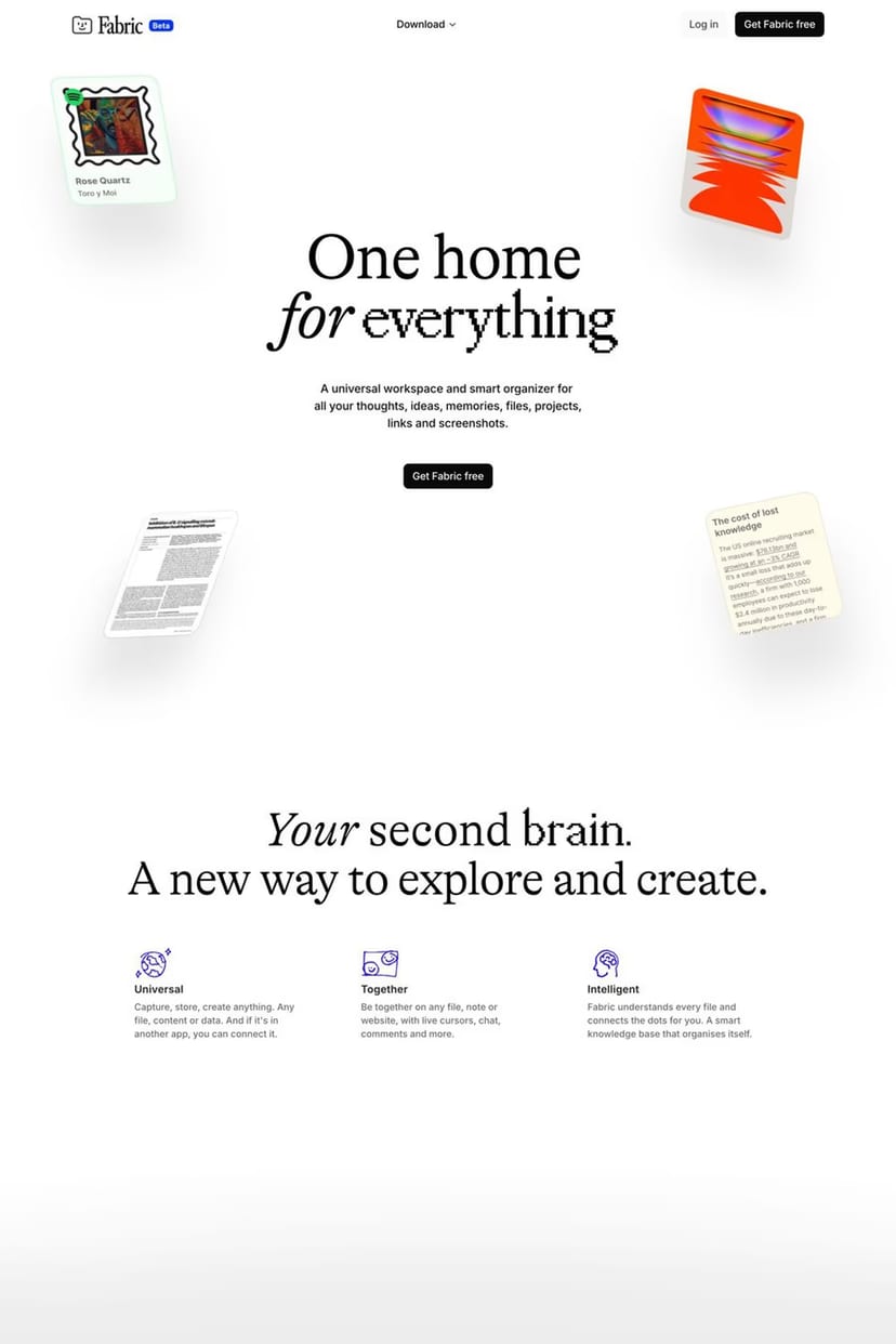 Fabric — screenshot of a landing page