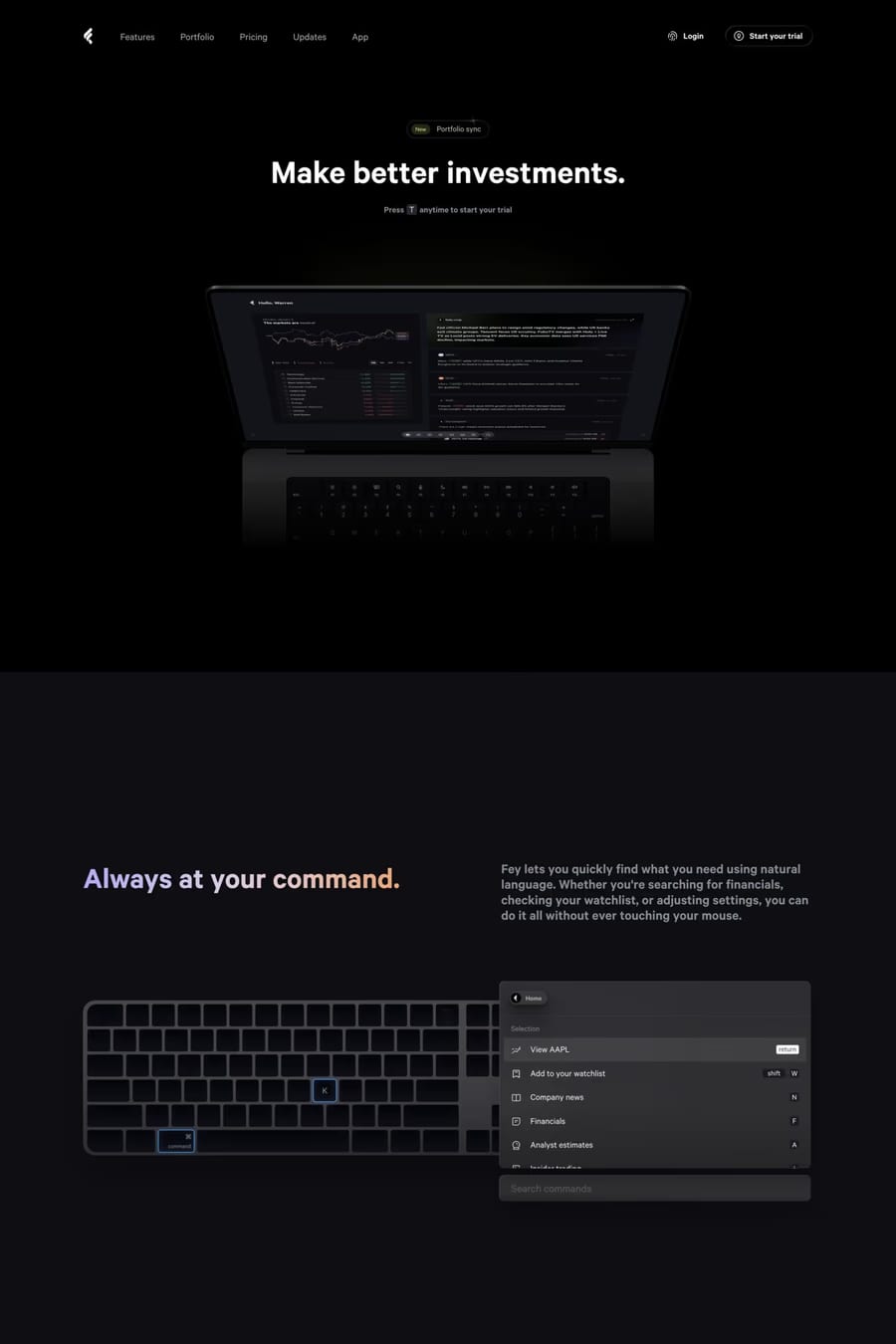 Fey — landing website screenshot