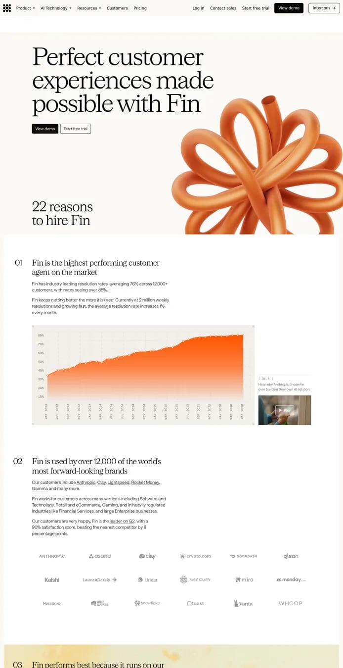 Fin — landing website screenshot
