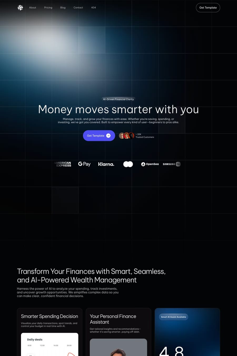FinSight — landing website template screenshot