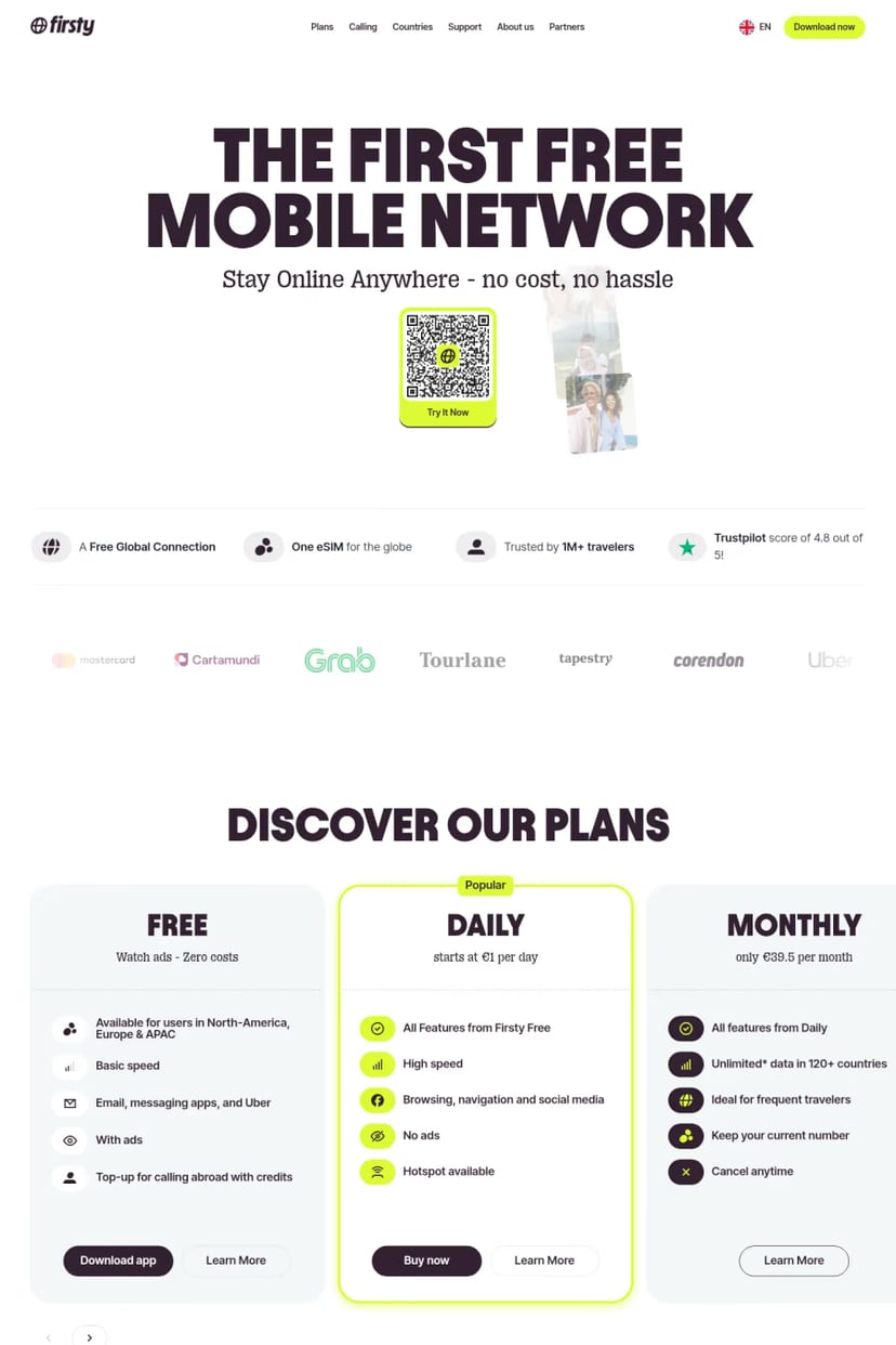 Firsty — screenshot of a landing page