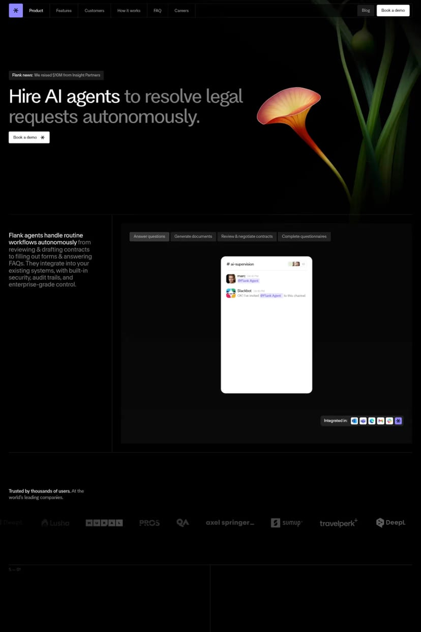 Flank — screenshot of a landing page