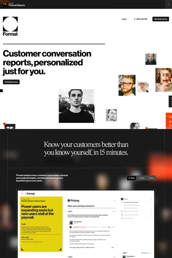 Format — landing website screenshot