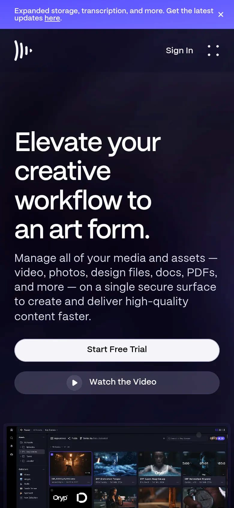 Frame.io mobile screenshot