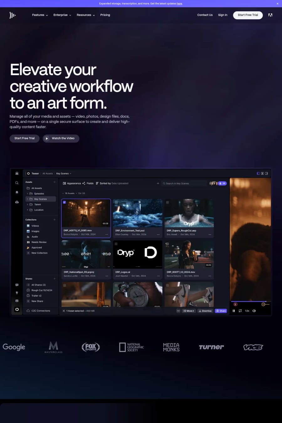 Frame.io — landing website screenshot