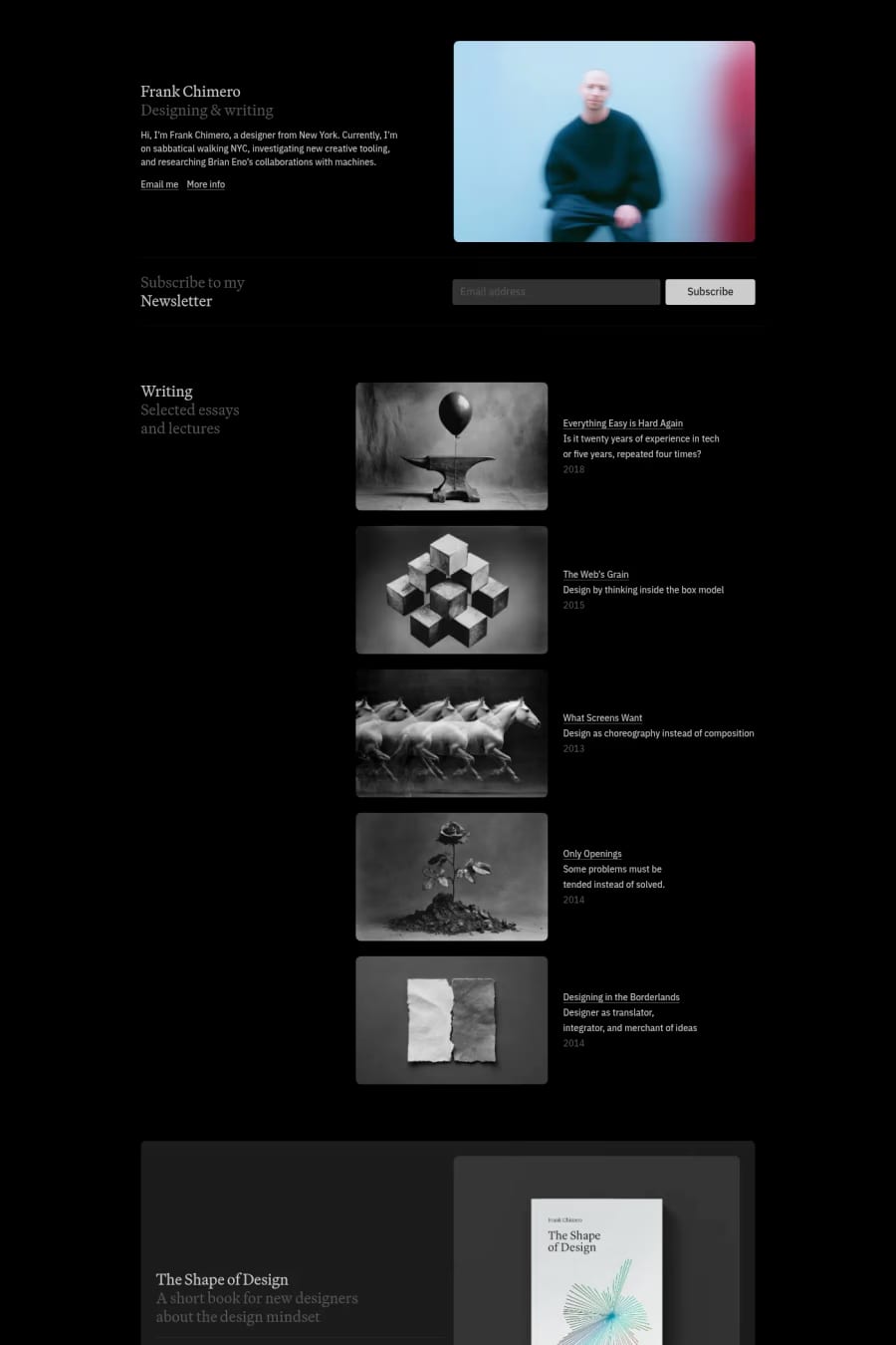 Frank Chimero — portfolio website screenshot