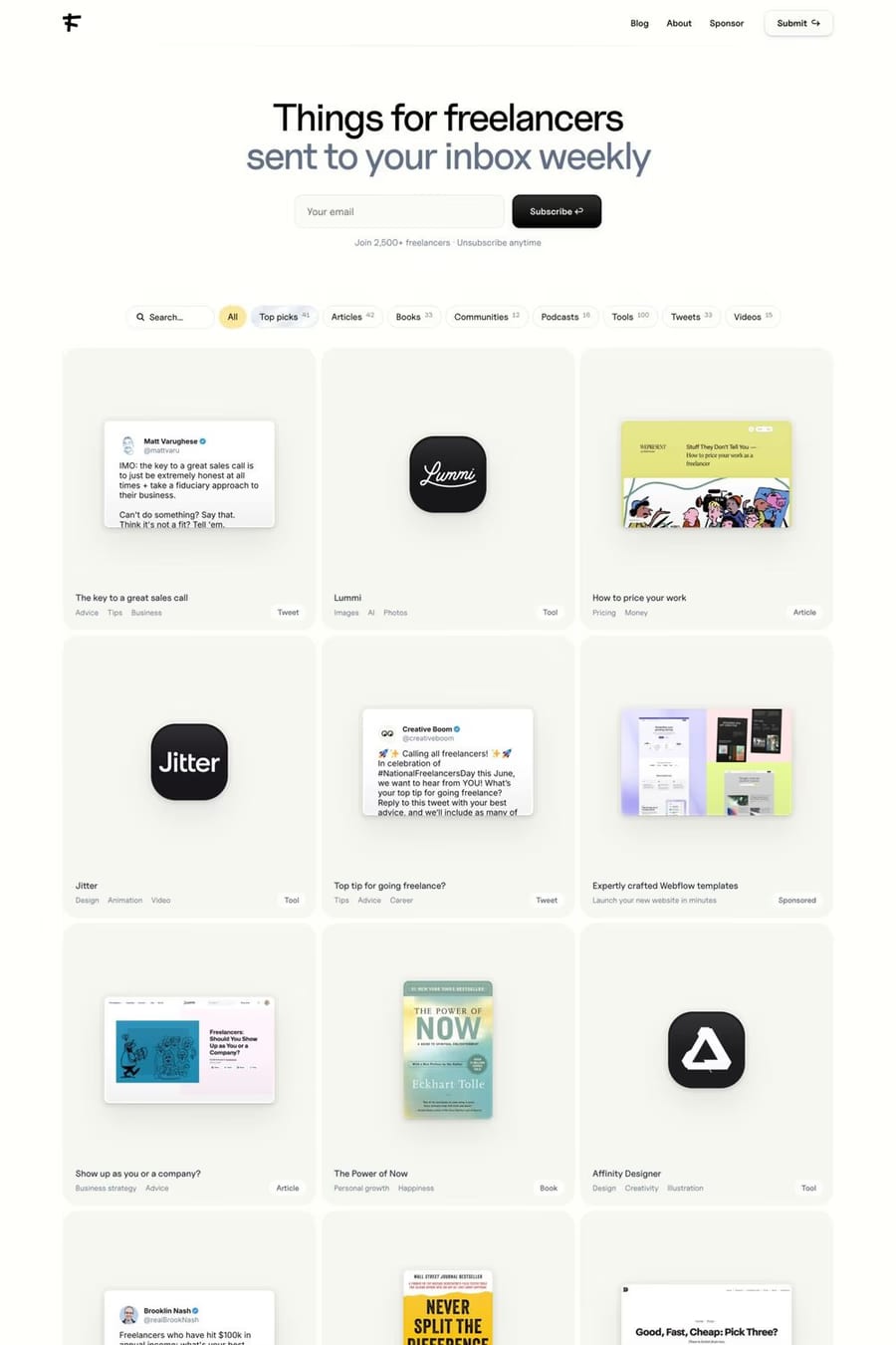 Freelance Things — directory website screenshot