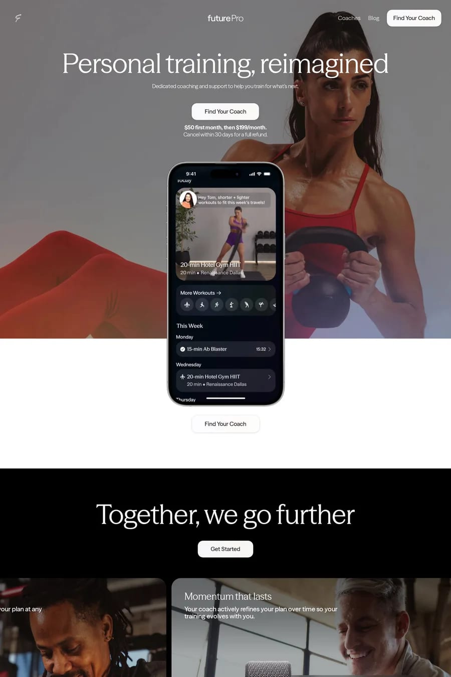 Future — landing website screenshot