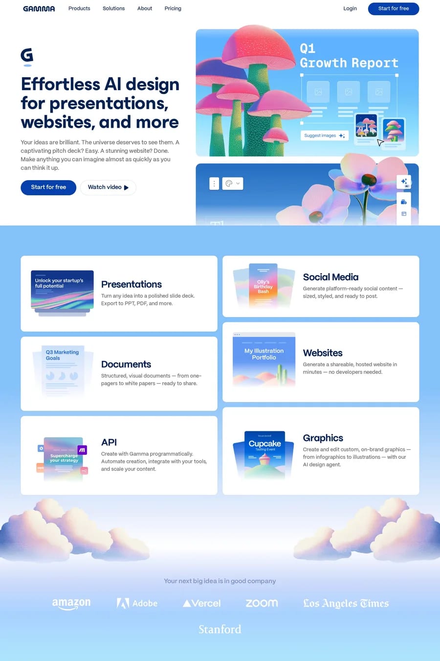 Gamma — landing website screenshot