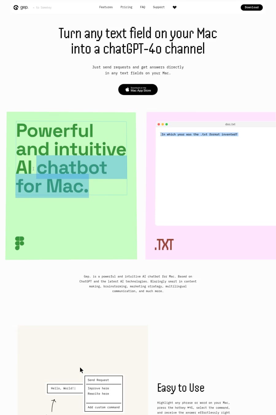 Gep — landing website screenshot